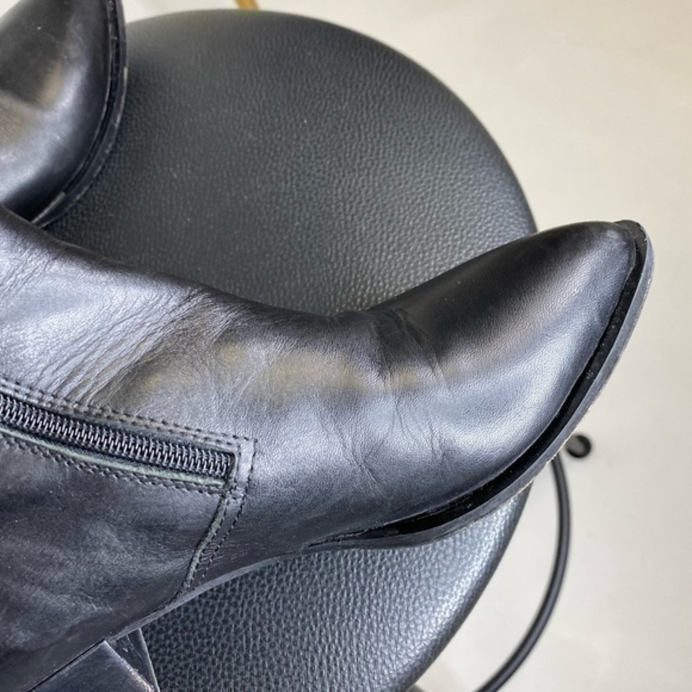 Napoleoni Black Leather Pointed-Toe Ankle Booties - Picture 10 of 14